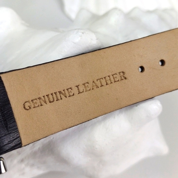 Stauer Rhinestone Black Leather Crock Embossed Band Stainless Steel Watch - Picture 5 of 12